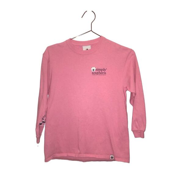 Simply Southern pink long sleeve youth medium first they take your heart - Picture 1 of 3